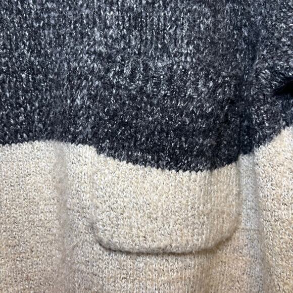 Women's Cozy Casual Black & Beige Colorblock Crew Neck Sweater M - Picture 2 of 9